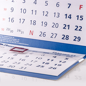 Calendário anual, indicação móvel dos dias